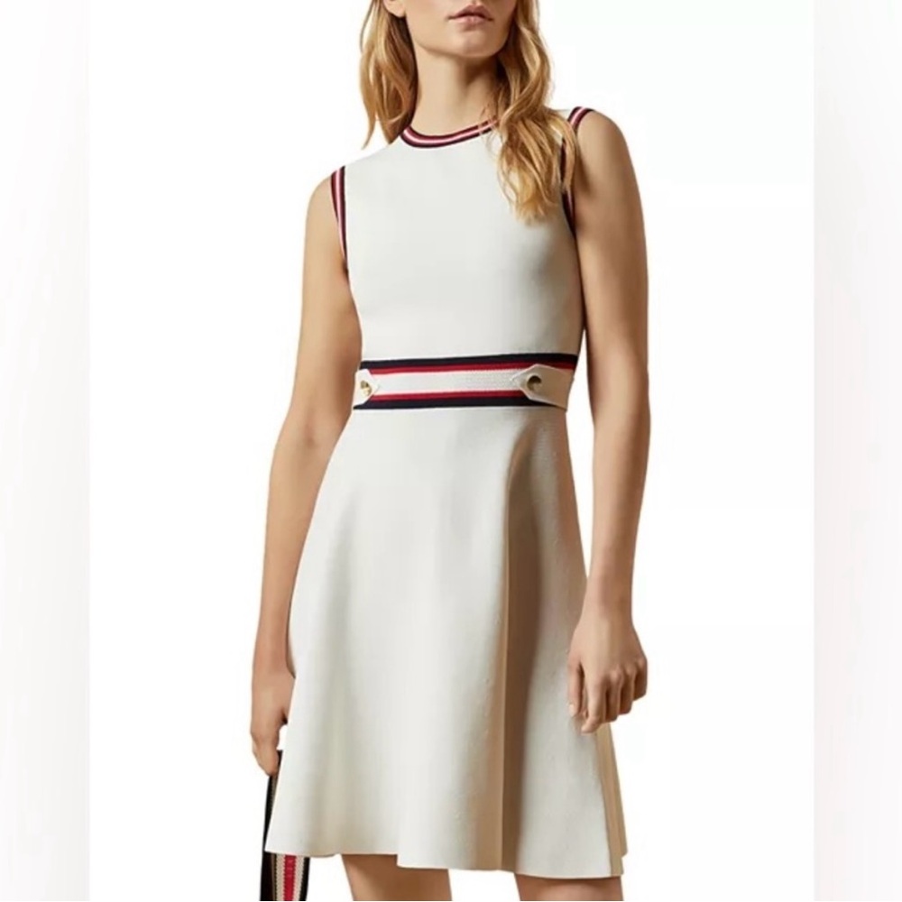 Ted Baker Cream Dress with Red and Black Accents